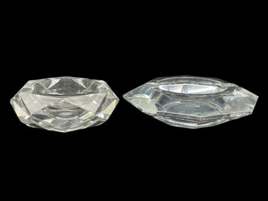 VAL ST LAMBERT CRYSTAL TRINKET DISHES/ASHTRAYS 6"