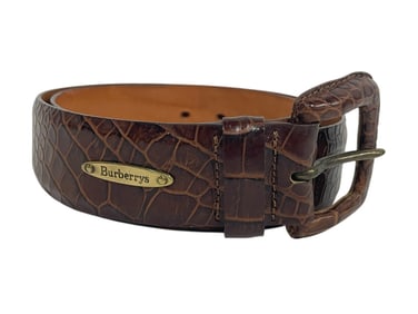 BURBERRYS BROWN EMBOSSED LEATHER BELT 39"