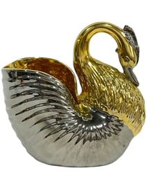 VINTAGE ITALIAN PORCELAIN SWAN & NAUTILUS PLANTER