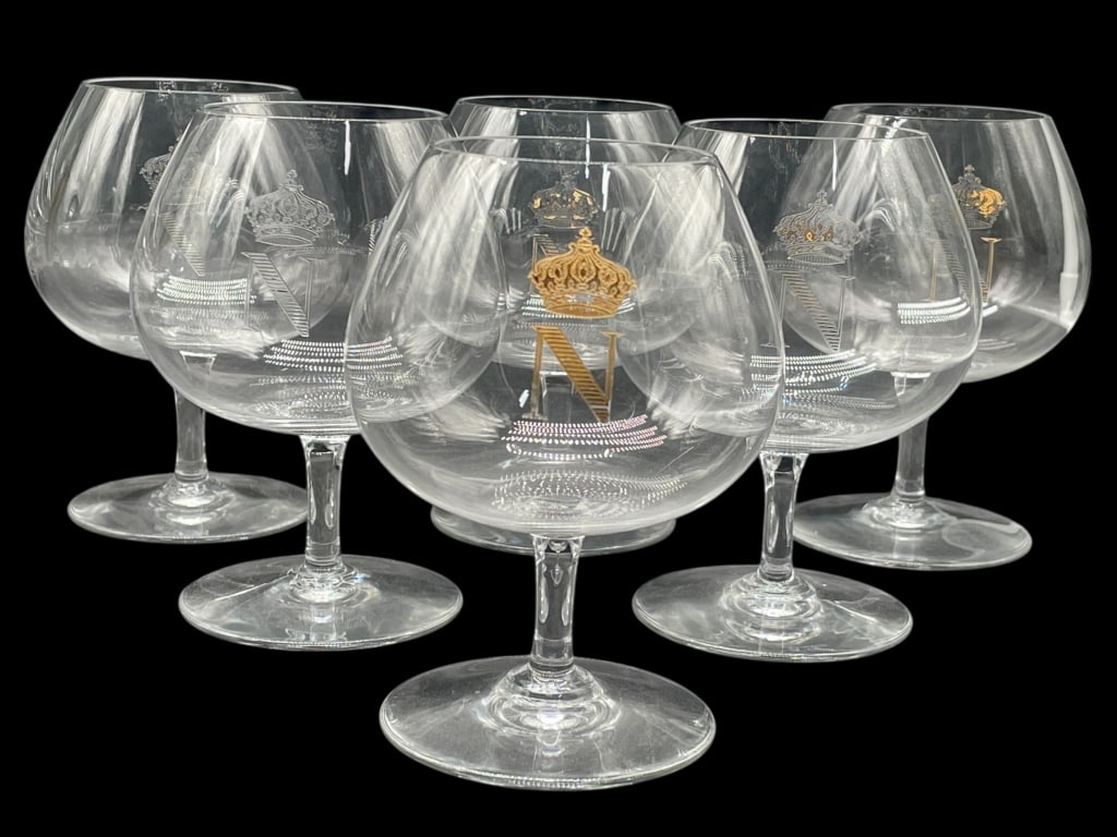 6 BACCARAT CRYSTAL MONOGRAM 'N' GLASSES 5" (1 of 9)