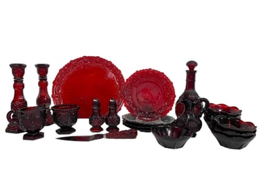 VINTAGE AVON CAPE COD RUBY RED GLASS COLLECTION