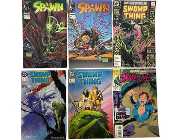 6 SPAWN, SWAMP THING & G.I. JOE COMIC BOOKS