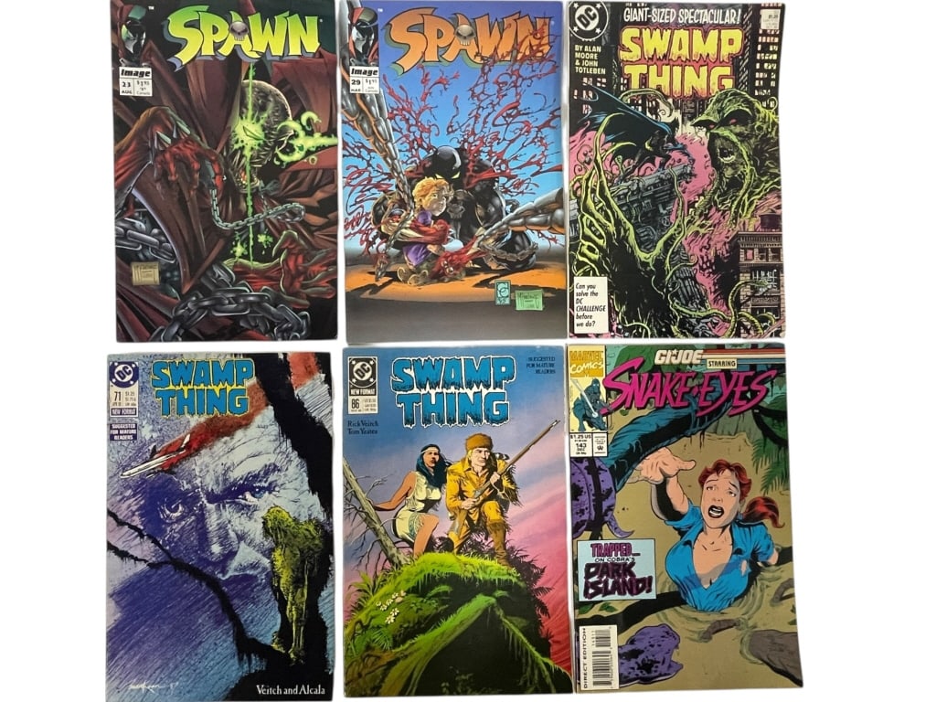 6 SPAWN, SWAMP THING & G.I. JOE COMIC BOOKS (1 of 2)