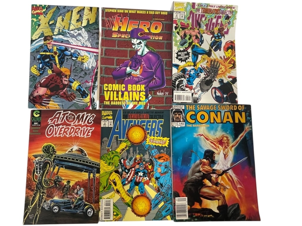 6 X-MEN, AVENGERS, CONAN & ATOMIC OVERDRIVE COMICS (1 of 2)