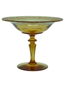 VINTAGE FOSTORIA ELEGANT GLASS AMBER COMPOTE