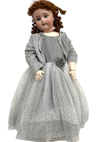 LARGE ANTIQUE GERMAN BISQUE HEAD DOLL  32"