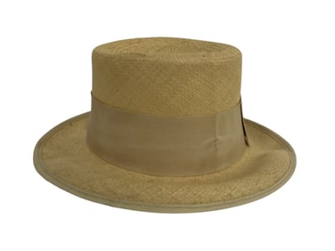 BETMAR VINTAGE STRAW BOATER HAT