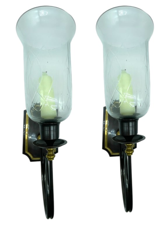 VINTAGE BRASS HURRICANE WALL SCONCES (1 of 5)