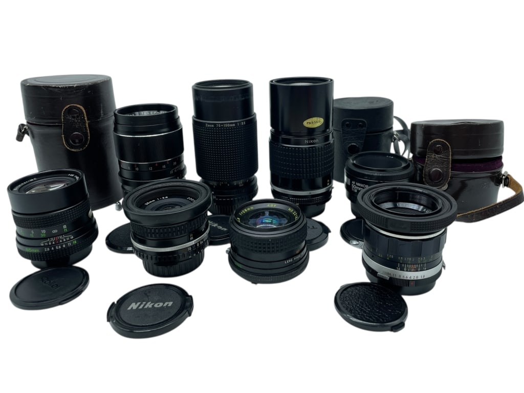 8 VINTAGE NIKON F-MOUNT PRIME TELEPHOTO LENS LOT (1 of 11)
