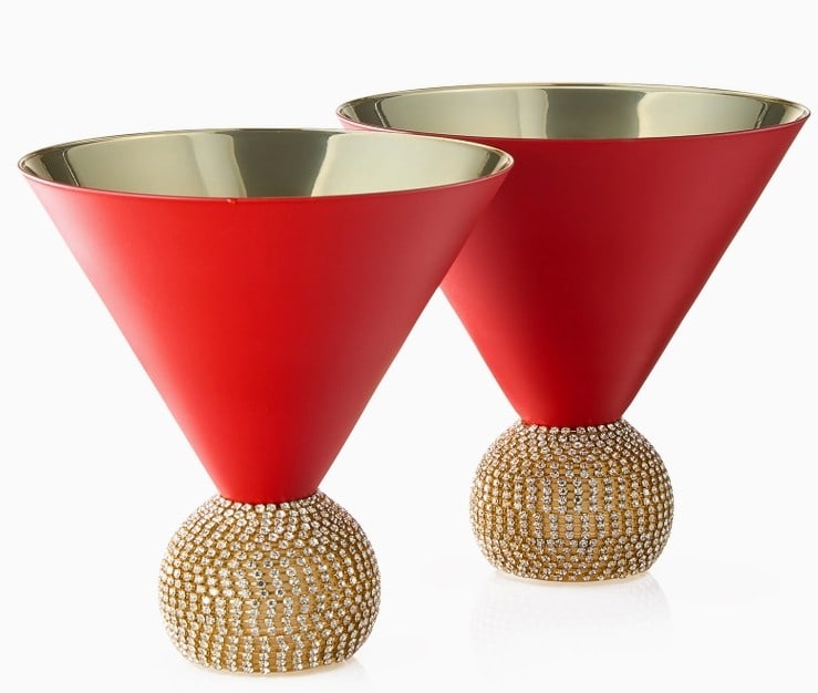 NEW IN BOX! CRYSTAL BALL STUDDED MARTINI GLASSES: Amp up the luxury of your drinking experience as you sip away with this set of two glasses that are pieces to admire. Featuring a statuesque look, these glasses making drinking not only a unique exper
