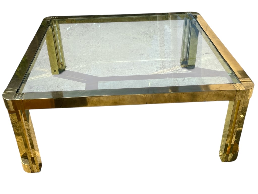 MID MOD  BRASS AND GLASS COFFEE TABLE 40" (1 of 6)