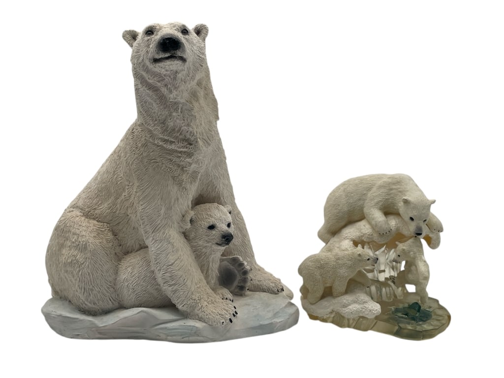 TWO POLAR BEAR FIGURINES 8" (1 of 5)
