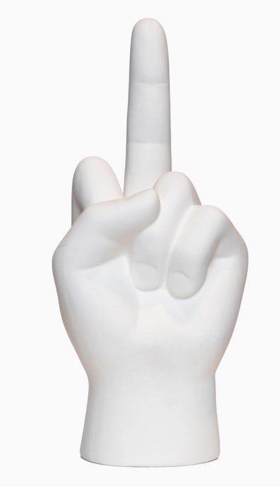 WHITE MIDDLE FINGER TABLETOP SCULPTURE 9" (1 of 4)