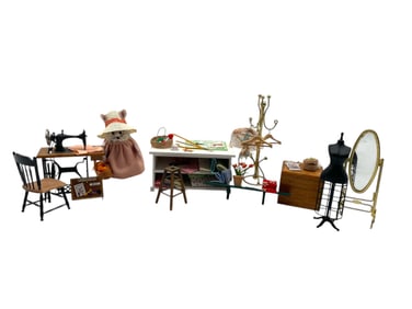 DOLLHOUSE SEWING ROOM MINIATURE SET