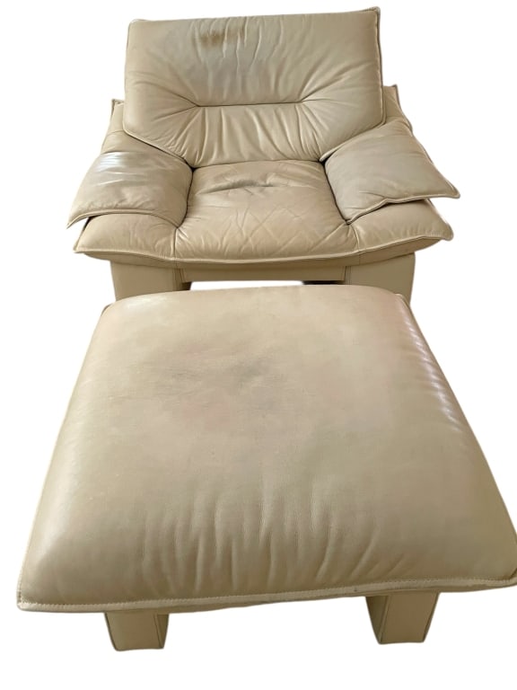 NICOLETTI ITALIAN LEATHER LOUNGE CHAIR AND OTTOMAN (1 of 11)