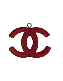 CHANEL DEEP RED CC LOGO ZIPPER PULL PENDANT CHARM