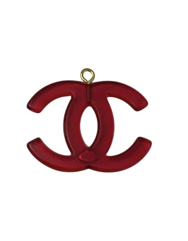CHANEL DEEP RED CC LOGO ZIPPER PULL PENDANT CHARM (1 of 5)