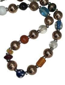 ARTISAN MURANO GLASS BEADS W/ COPPER BOLD NECKLACE