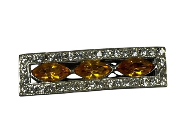 VINTAGE 20'S DECO TOPAZ GLASS CRYSTAL BAR FUR CLIP (1 of 5)