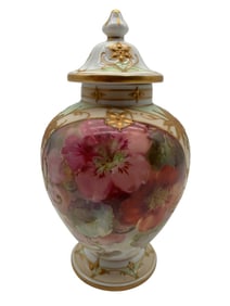KPM BERLIN VINTAGE FLORAL LIDDED PORCELAIN URN