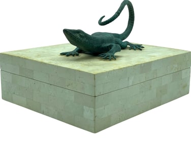 MAITLAND SMITH  BOX W BRONZE LIZARD HANDLE 10"