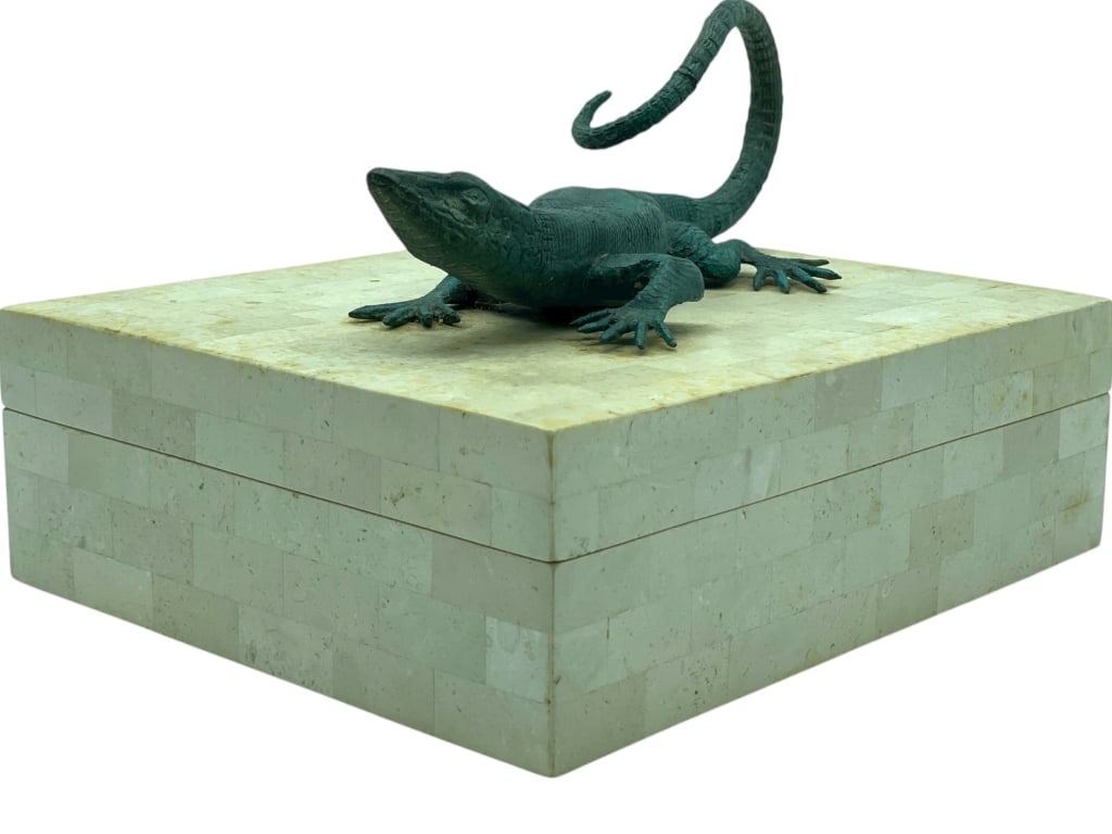 MAITLAND SMITH  BOX W BRONZE LIZARD HANDLE 10" (1 of 8)