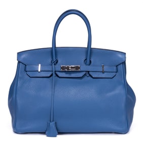 HERMÈS BIRKIN 35 BLUE TOGO LEATHER PALLADIUM
