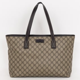 GUCCI LARGE ZIP SHOPPING TOTE  BEIGE SUPREME COATE