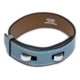 HERMÈS BELT LEATHER BRACELET M BLUE JEAN SWIFT LEA