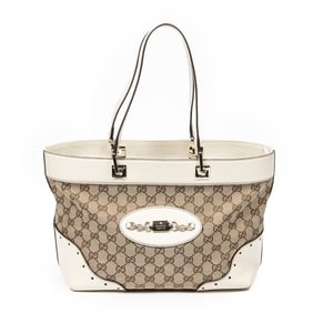 GUCCI PUNCH TOTE BEIGE/IVORY MONOGRAMMED CANVAS GO