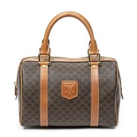 CELINE VINTAGE MINI BOSTON BROWN MACADAM COATED CA