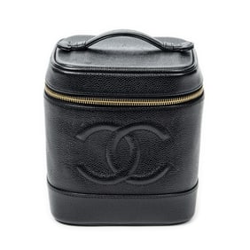 CHANEL TIMELESS TALL VANITY CASE BLACK CAVIAR LEAT