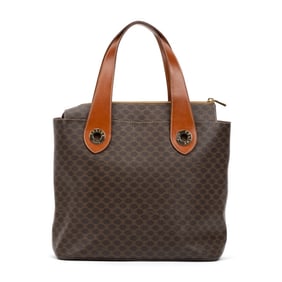 CELINE VINTAGE ZIP TOTE  MACADAM COATED CANVAS