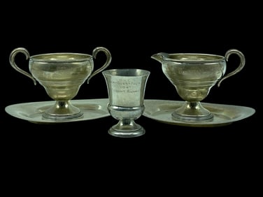 5-PIECE STERLING SILVER TROPHY & SERVING SET 490G