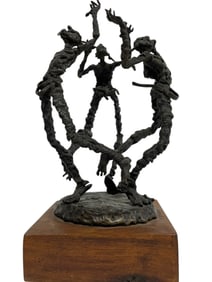 SIGNED PEREZ BRONZE DANCING FIGURES SCULPTURE 12"