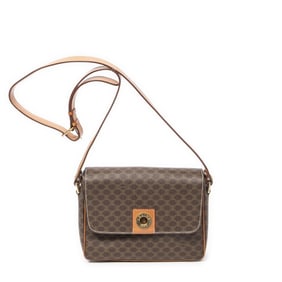 CELINE FLAP CROSSBODY BROWN MACADAM COATED CANVAS