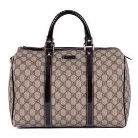 GUCCI BOSTON MEDIUM BEIGE/BURGUNDY SUPREME COATED