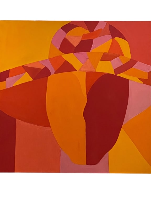 ABSTRACT MODERN SUZIE WRIGHT PORTRAIT PAINTING 40" (1 of 5)