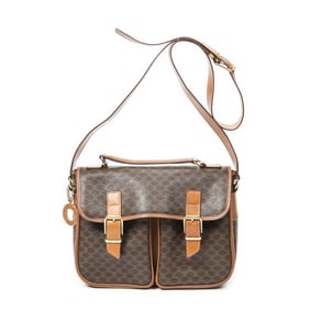 CELINE BUCKLE FLAP SATCHEL  MACADAM COATED CANVAS