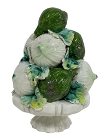 CERAMIC ONION & ARTICHOKE TOPIARY ON PEDESTAL 7"