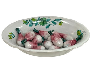 ITALIAN MAJOLICA STYLE RADISH BOWL 8.8"