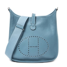 HERMÈS EVELYNE III GM BLUE JEAN CLEMENCE LEATHER P