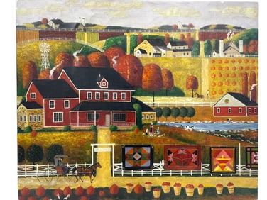 M. STRAVINSKY "AUTUMN HARVEST" OIL PAINTING 24"