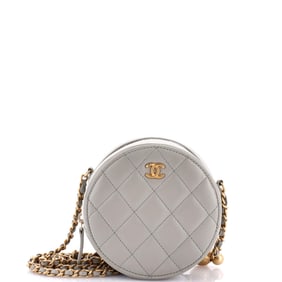 CHANEL PEARL CRUSH ROUND CHAIN CROSSBODY  GREY LAM