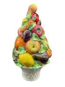 ITALIAN CERAMIC FRUIT AND VEGETABLE TOPIARY 11"