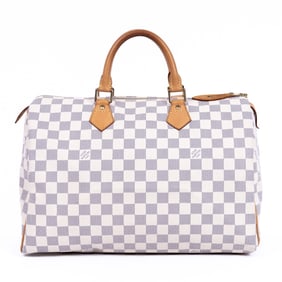 LOUIS VUITTON SPEEDY 35 IVORY DAMIER AZUR GOLDEN B
