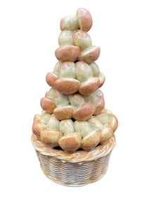 ITALIAN MAJOLICA STYLE CROQUEMBOUCHE PIECE 7"