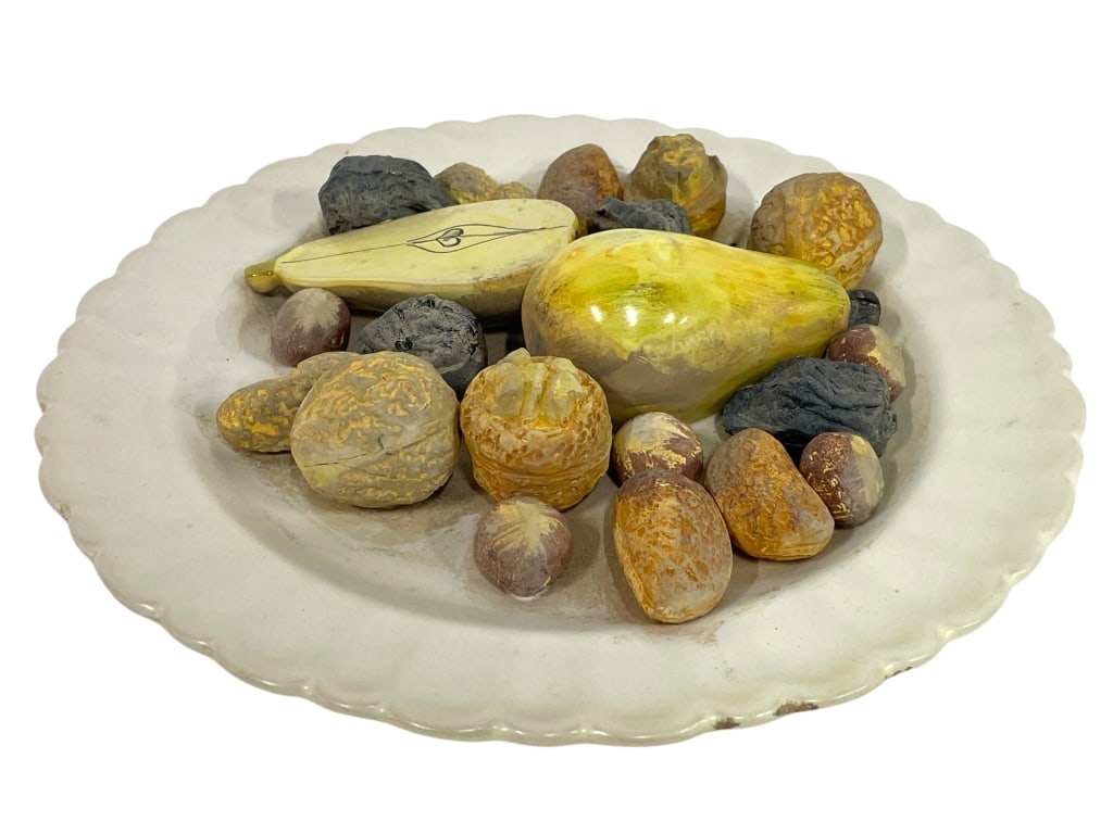 ITALIAN CERAMIC FRUIT AND NUTS ON PLATE 9.5" (1 of 7)