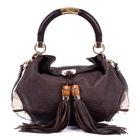 GUCCI MEDIUM BABOUSKA INDY TOP HANDLE  BROWN GUCCI