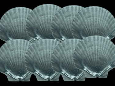 SET OF 8 WILTON ARMETALE SHELL FORM SERVING DISHES